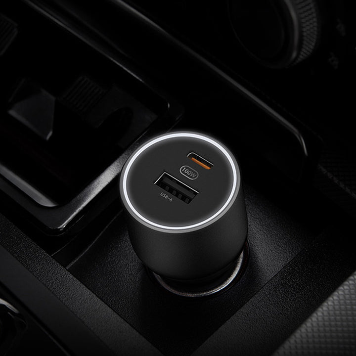 XIAOMI 36W 12V・24V カーチャージャー 急速充電 QC3.0 LEDライト コンパクト 車載充電器