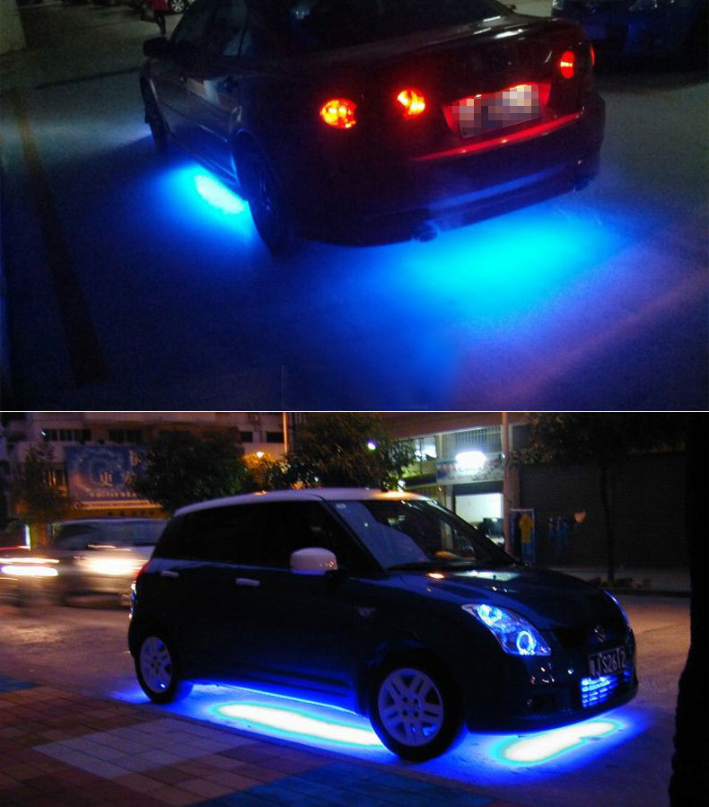 アンダーライト 車 RGB ロックライト 4個セット リモコン付き ボタンスイッチ付き 多機能 車外装飾 車のシャーシ装飾用 防水 おしゃれ