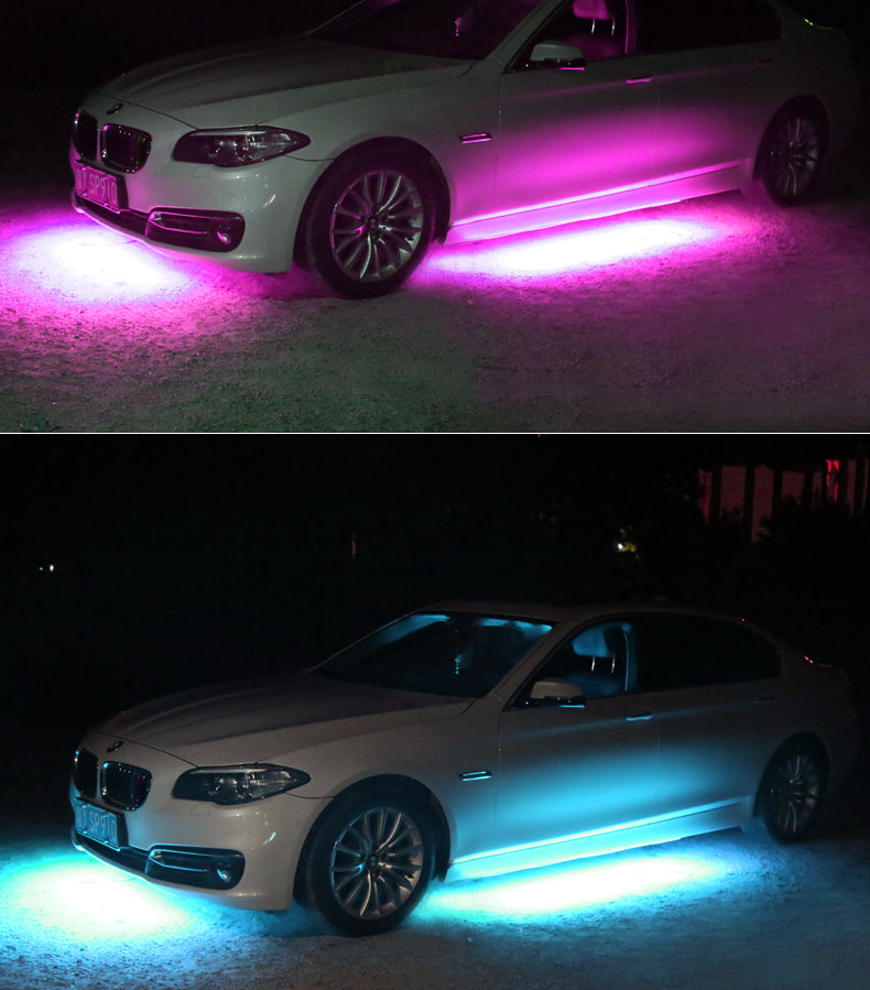 アンダーライト 車 RGB ロックライト 4個セット リモコン付き ボタンスイッチ付き 多機能 車外装飾 車のシャーシ装飾用 防水 おしゃれ