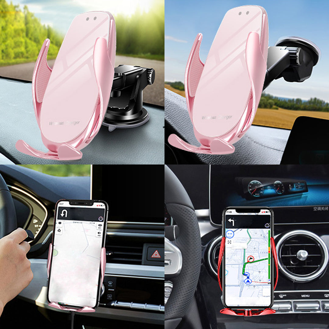 オシャレ 高級感 スマホホルダー ワイヤレス充電 エアコン吹き出し口/ 吸盤タイプ 女性