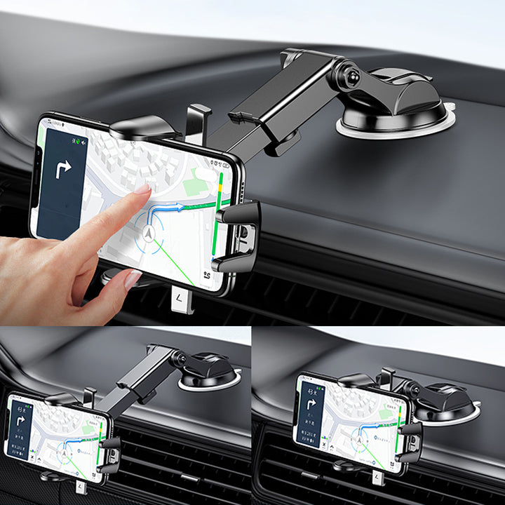 スマホホルダー 車用 伸縮可能 吸盤タイプ/エアコン吹き出し口 角度調整 片手操作 全機種