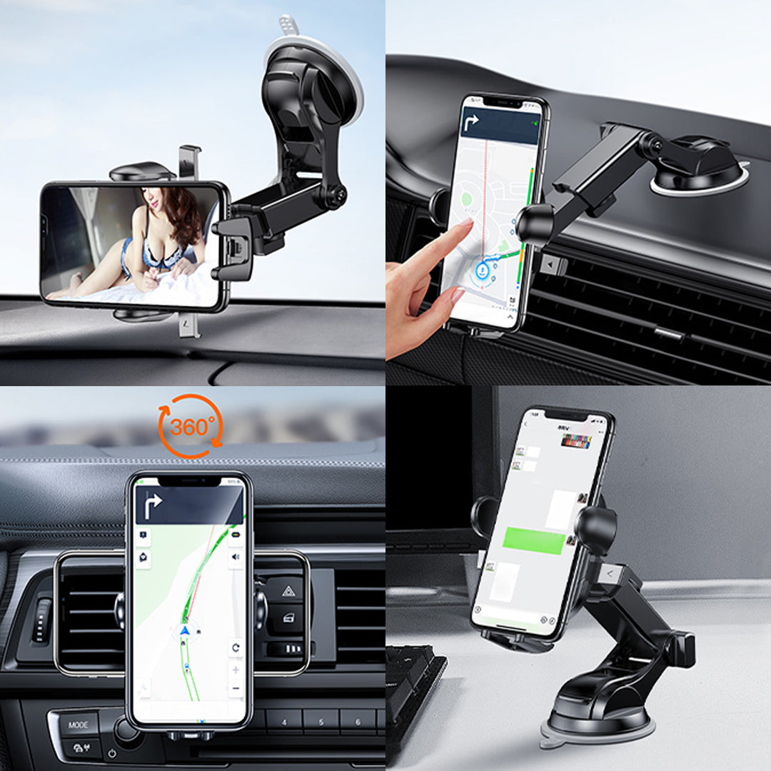 スマホホルダー 車用 伸縮可能 吸盤タイプ/エアコン吹き出し口 角度調整 片手操作 全機種