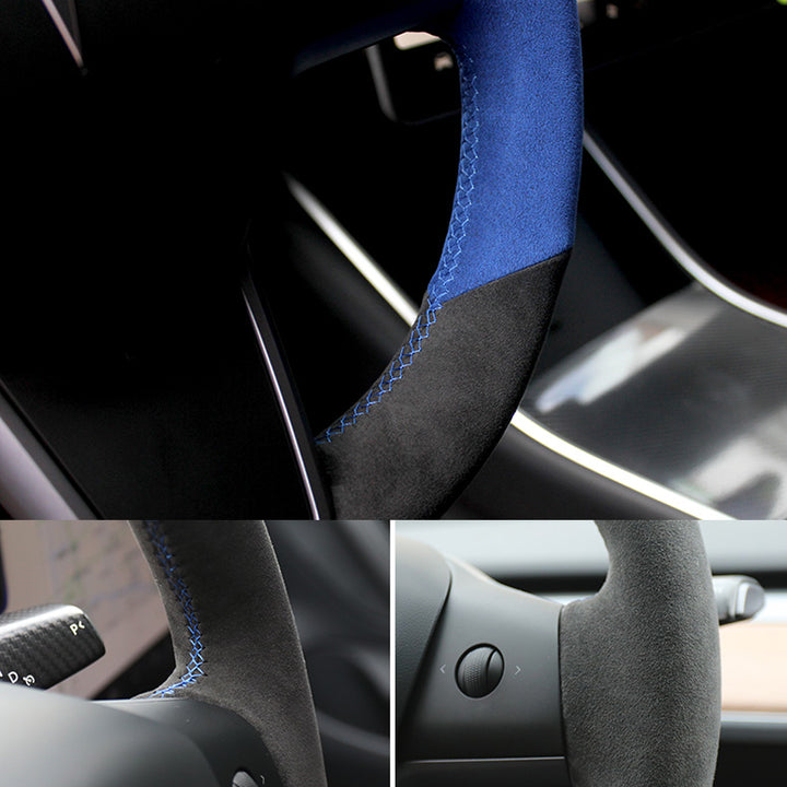 TESLAテスラModel3/Y/X/S アルカンターラ 高級ハンドルカバー  編み込み式 オーダーメイド