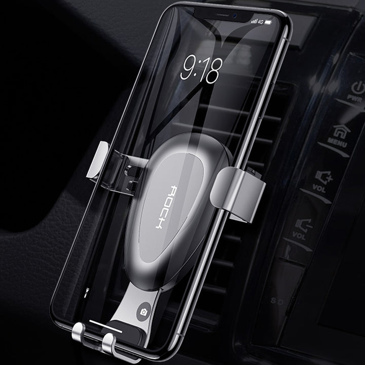 スマホホルダー 重力式自動開閉 エアコン吹き出し口用 全機種 360°回転 片手操作
