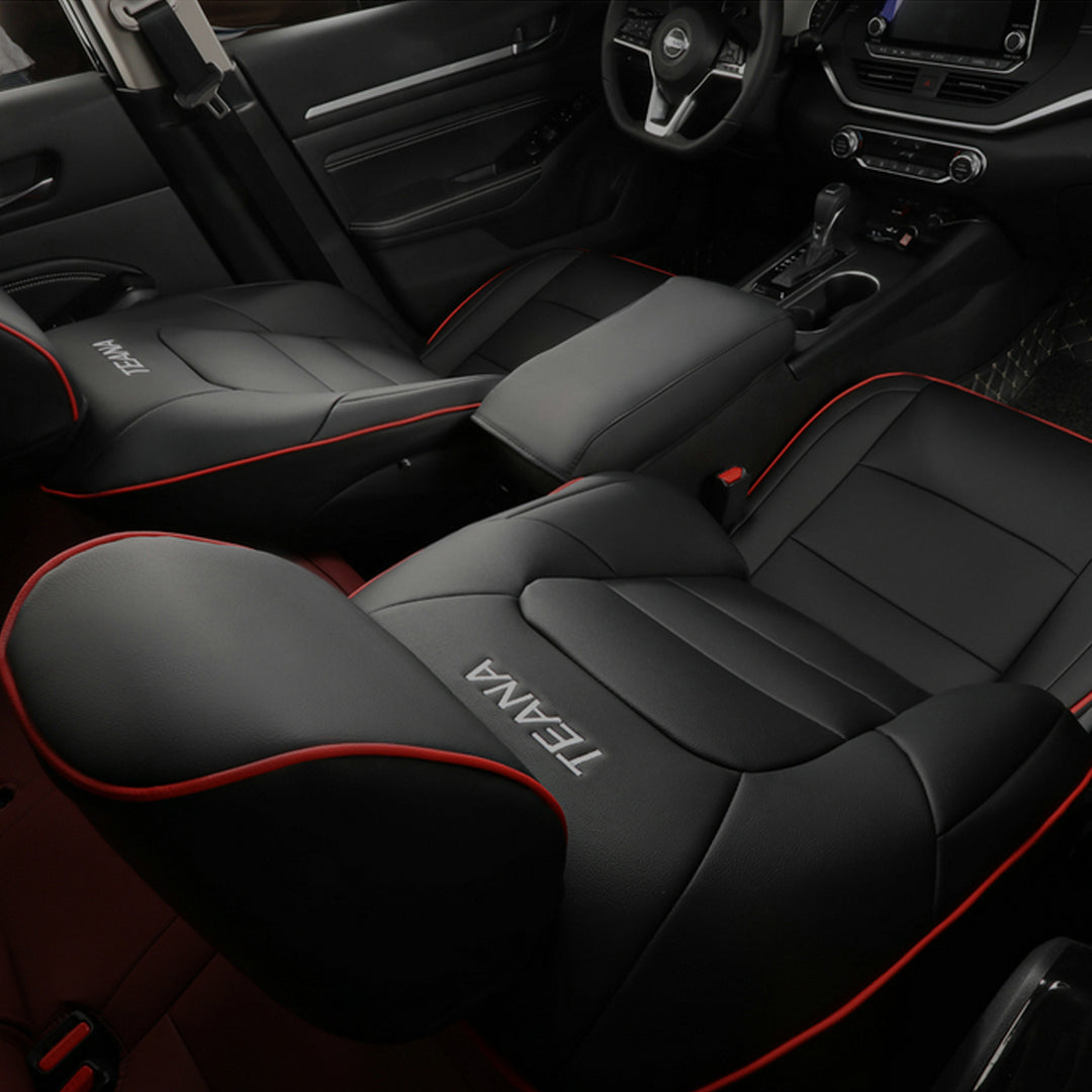 日産 ティアナ専用 耐久性抜群 高級シートカバー 通気防水 4色 カスタムロゴ 全席セット