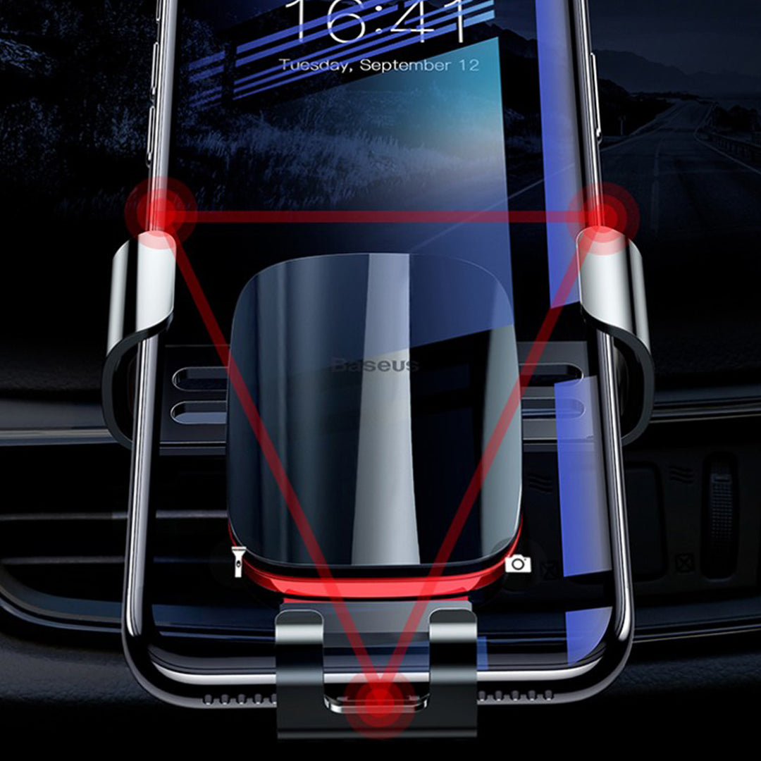 スマホホルダー 車 重力式自動開閉 角度調整 貼り付けタイプ 片手操作 多機種対応