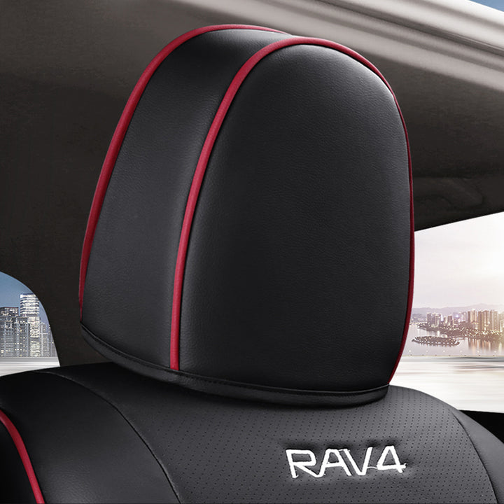 トヨタ RAV4専用 JUSTFIT保証 高級感シートカバー 防水 おしゃれ カスタムロゴ 全席