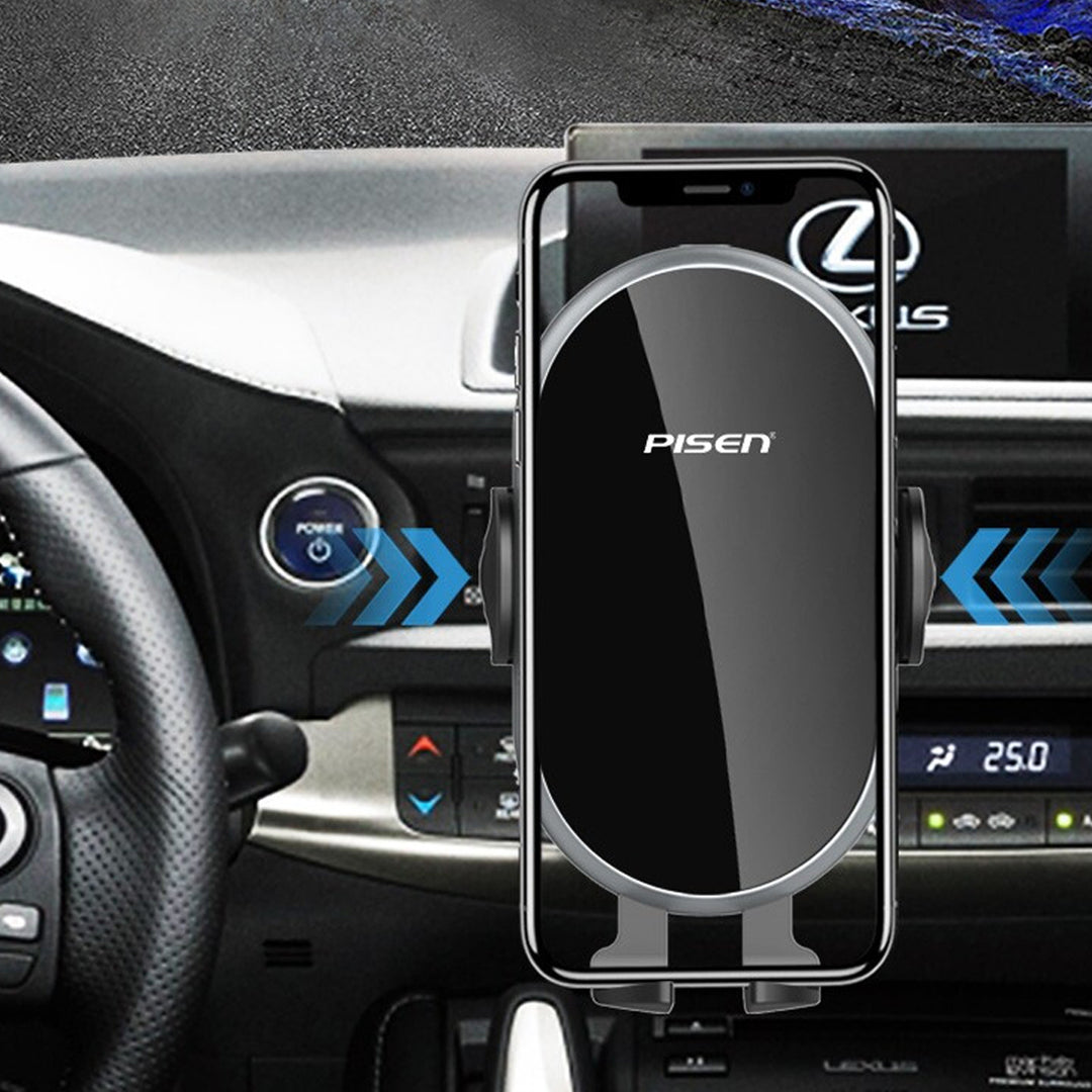 ワイヤレス充電 スマホホルダー 自動開閉 エアコン吹き出し口式 全機種 車