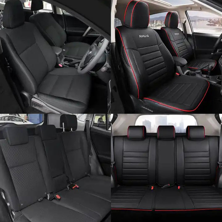 トヨタ RAV4専用 JUSTFIT保証 高級感シートカバー 防水 おしゃれ カスタムロゴ 全席
