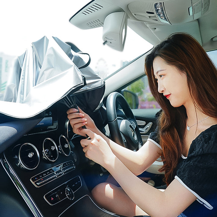 サンシェード車用 傘型 折り畳み式 パラソル サンシェード 簡単取付 遮光遮熱 車窓日よけ  UVカット