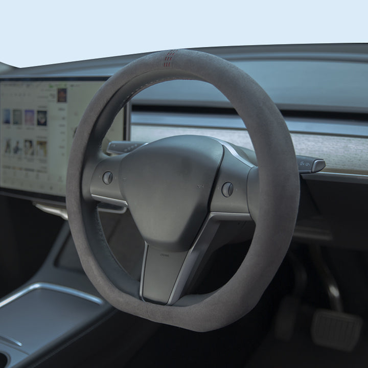 TESLAテスラ model3/Y/X/S アルカンターラスエード 高級ハンドルカバー D型  36CM