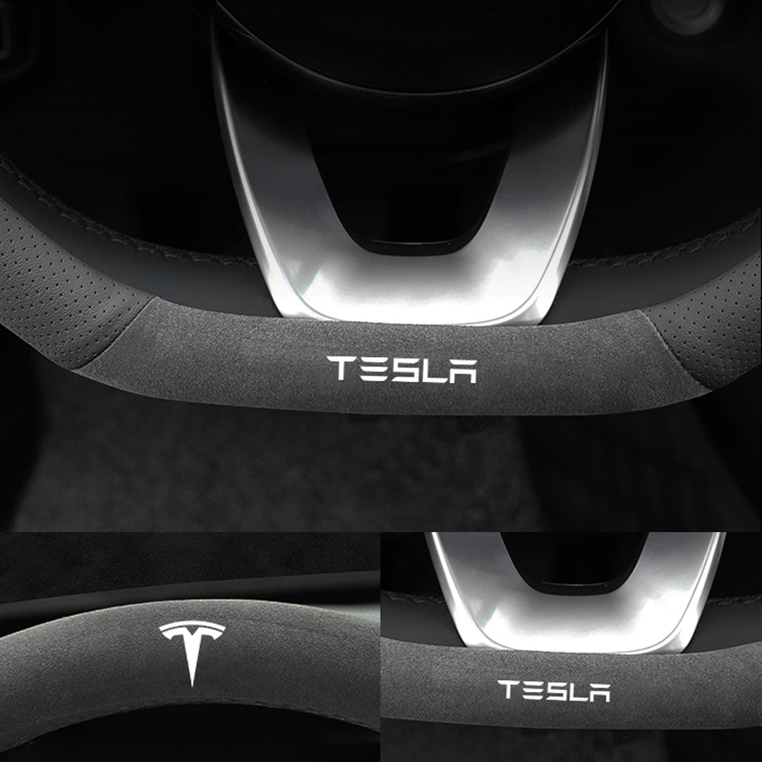 TESLAテスラ model3/Y/X/S 高級レザー スエード ハンドルカバー おしゃれ O型 D型 36CM
