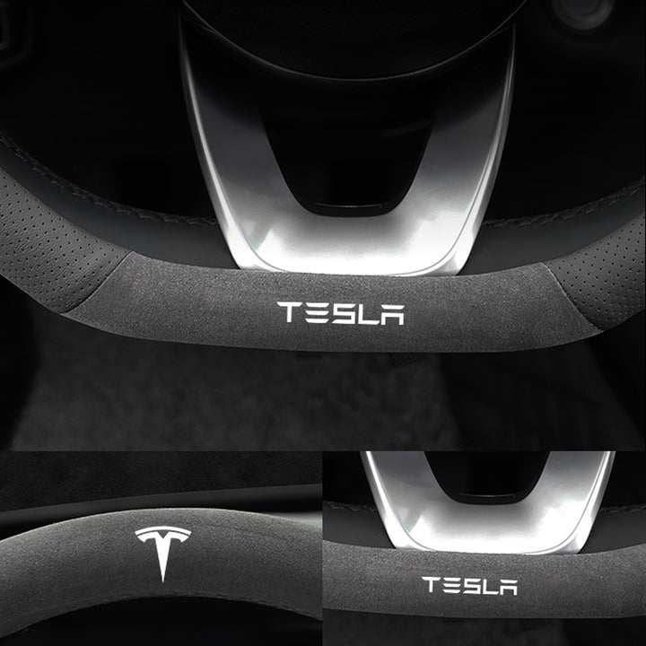 TESLAテスラ model3/Y/X/S 高級レザー スエード ハンドルカバー おしゃれ O型 D型 36CM