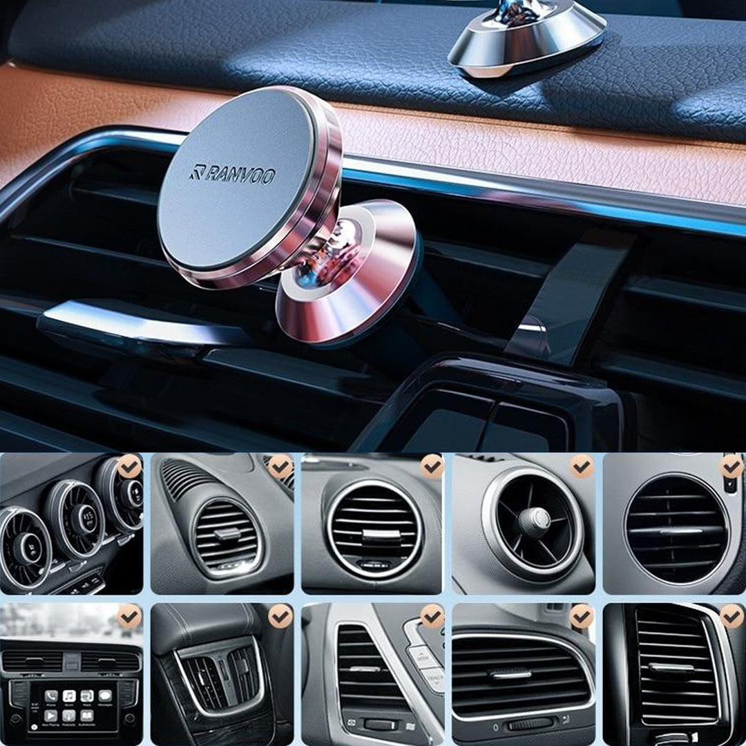 スマホホルダー 車載ホルダー マグネット式 貼り付け/吹き出し口 合金 多機種対応