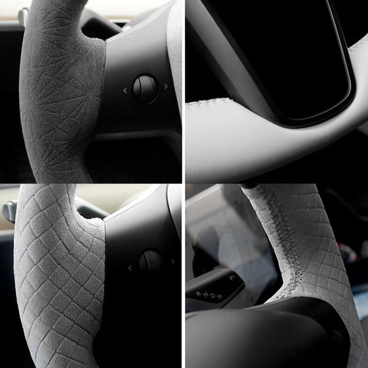TESLAテスラModel3/Y/X/S アルカンターラ 高級ハンドルカバー  編み込み式 オーダーメイド