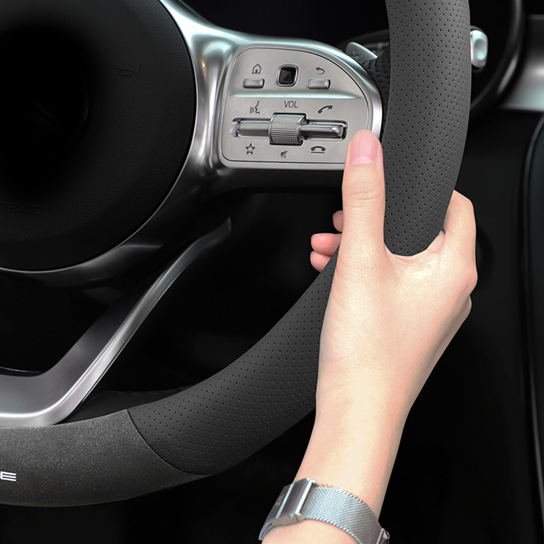 TESLAテスラ model3/Y/X/S 高級レザー スエード ハンドルカバー おしゃれ O型 D型 36CM