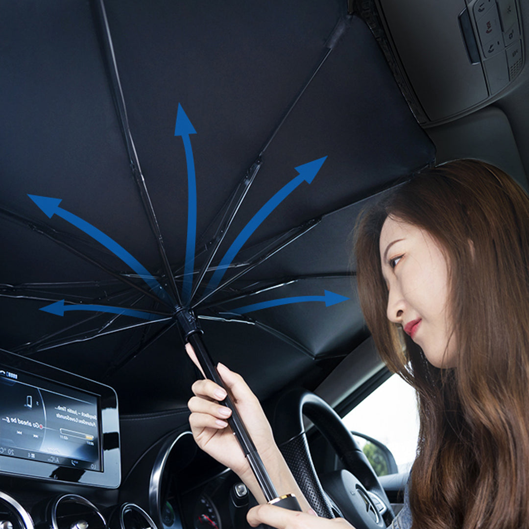 サンシェード車用 傘型 折り畳み式 パラソル サンシェード 簡単取付 遮光遮熱 車窓日よけ  UVカット