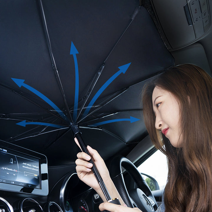 サンシェード車用 傘型 折り畳み式 パラソル サンシェード 簡単取付 遮光遮熱 車窓日よけ  UVカット