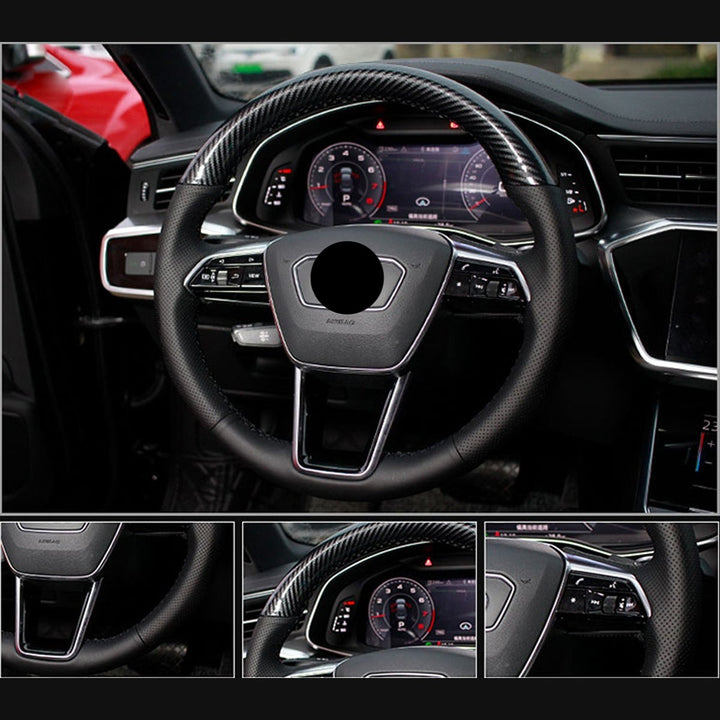 AUDI アウディ 本革 桃ノ木  オーダーメイド ハンドルカバー 編み込み式  握り感抜群 通気性よし