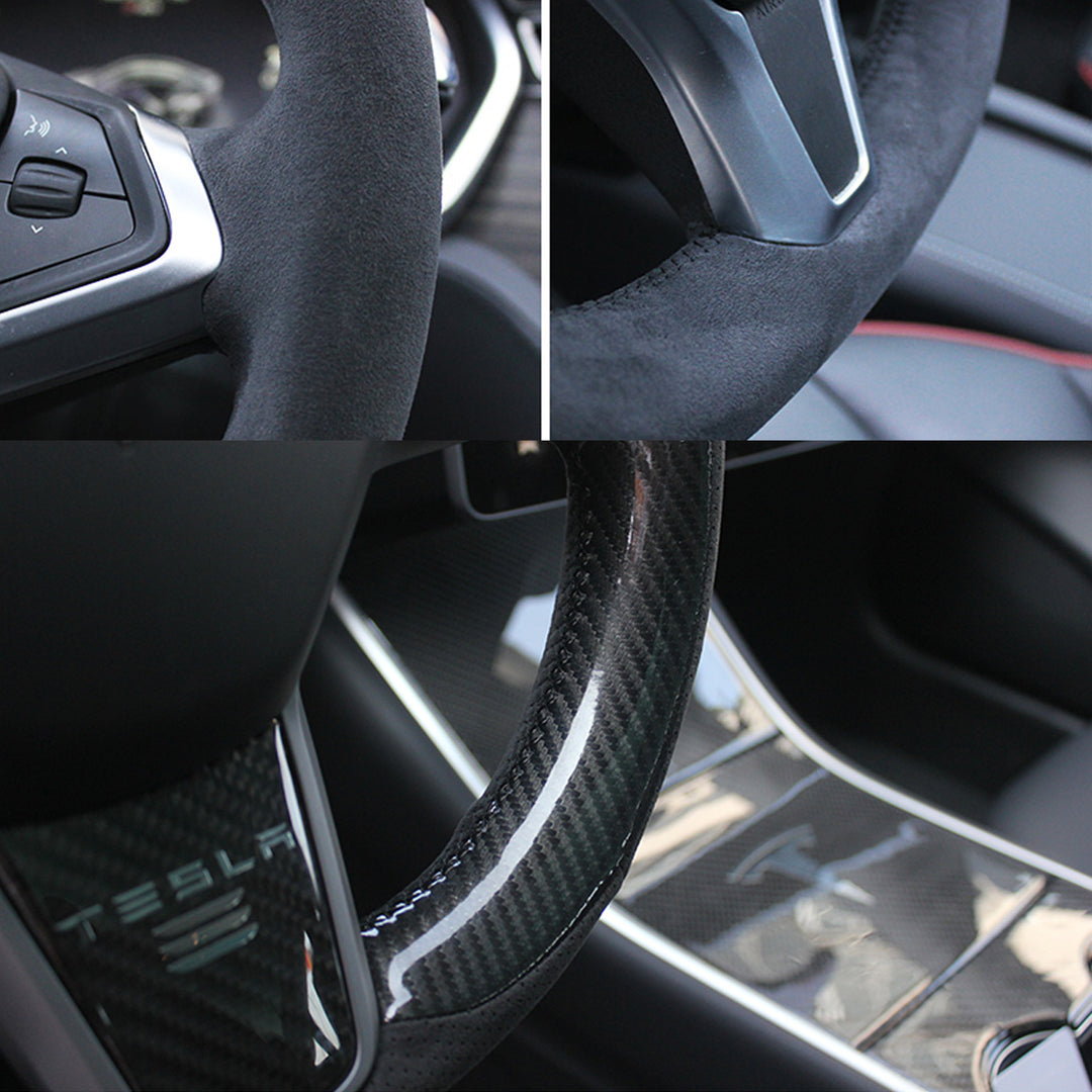 TESLAテスラModel3/Y/X/S アルカンターラ 高級ハンドルカバー  編み込み式 オーダーメイド