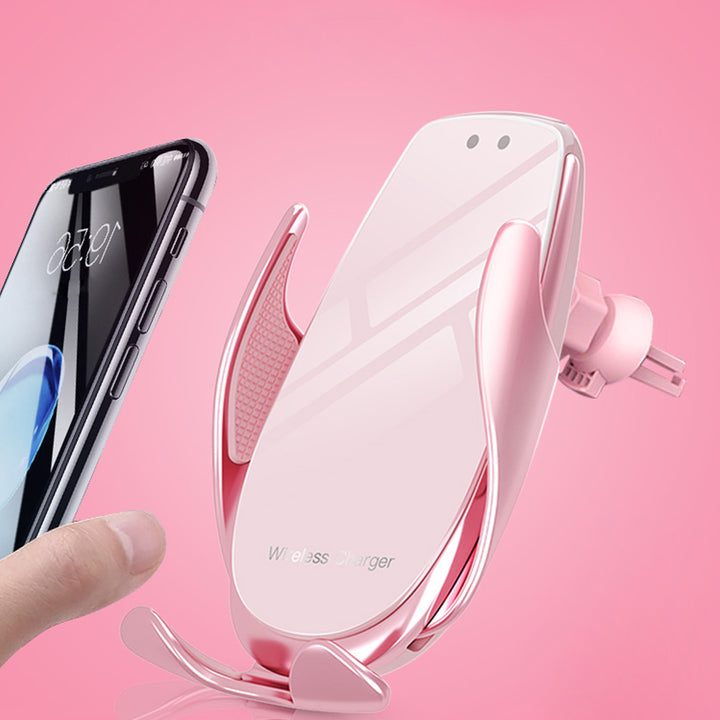 オシャレ 高級感 スマホホルダー ワイヤレス充電 エアコン吹き出し口/ 吸盤タイプ 女性