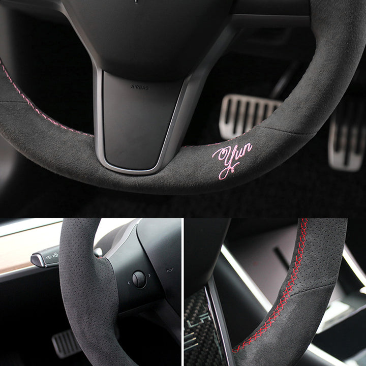 TESLAテスラModel3/Y/X/S アルカンターラ 高級ハンドルカバー  編み込み式 オーダーメイド