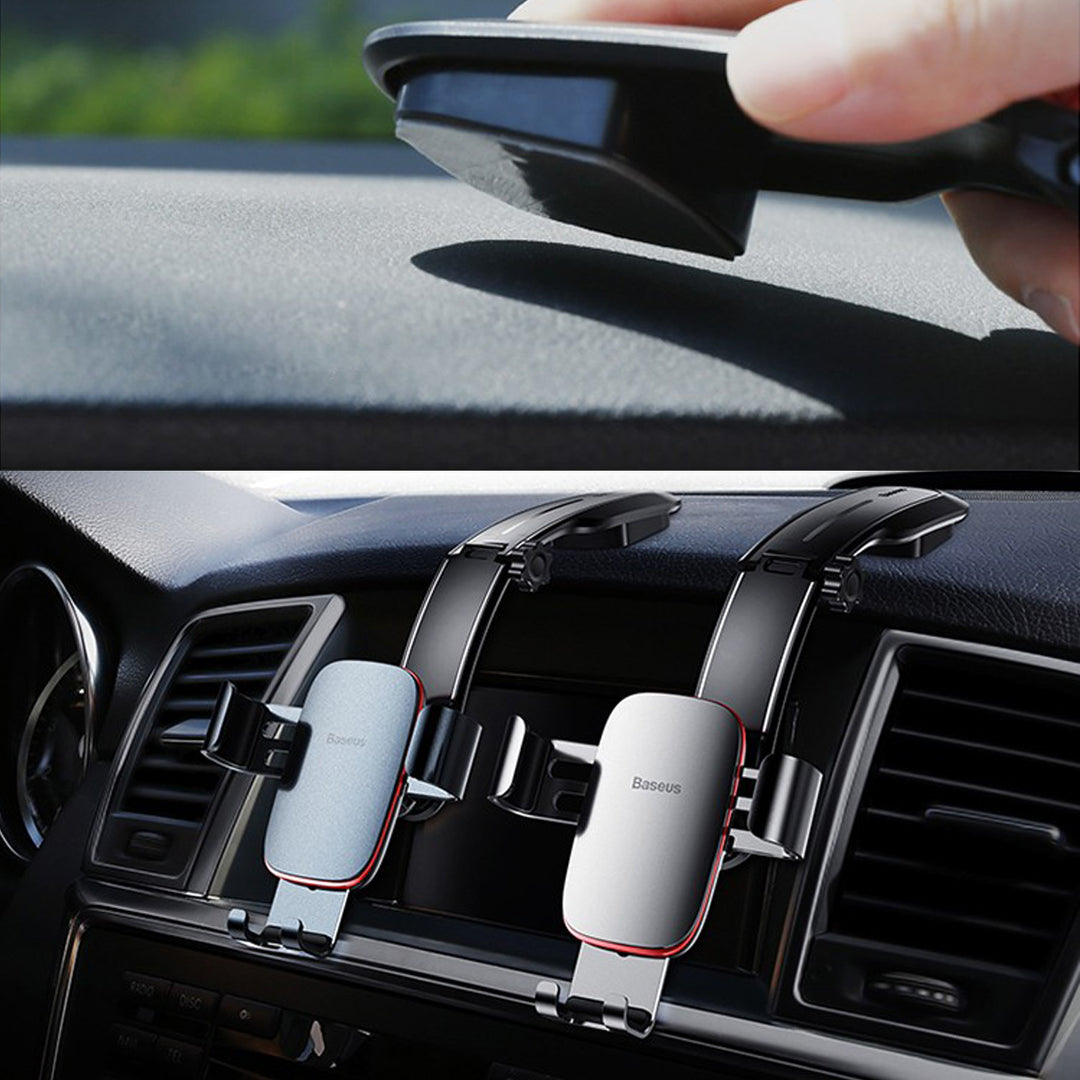 スマホホルダー 車 重力式自動開閉 角度調整 貼り付けタイプ 片手操作 多機種対応