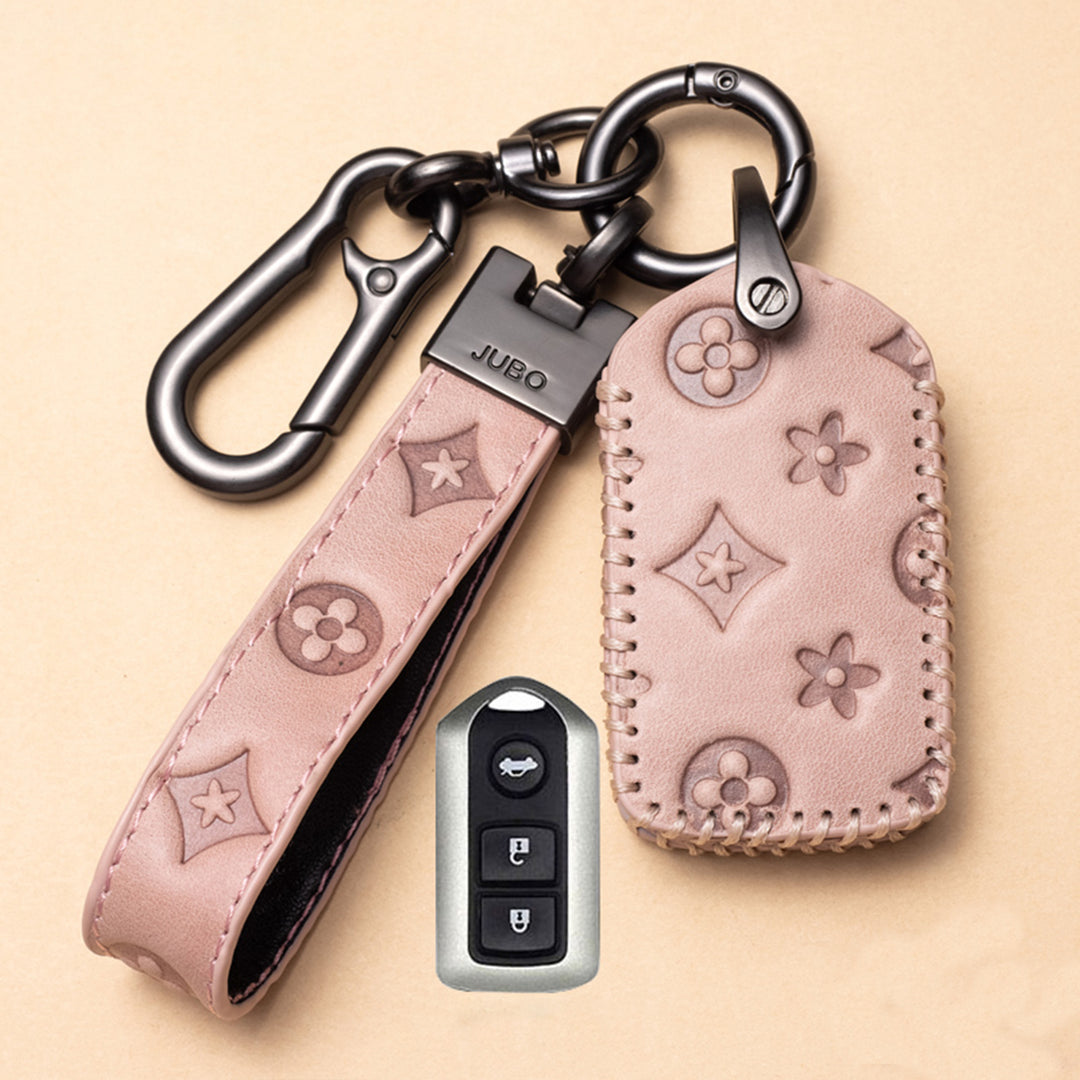 TOYOTA トヨタ車用 スマートキーケース キーカバー 高級 本革 花模様 優雅 オシャレ 軽量 鍵を保護