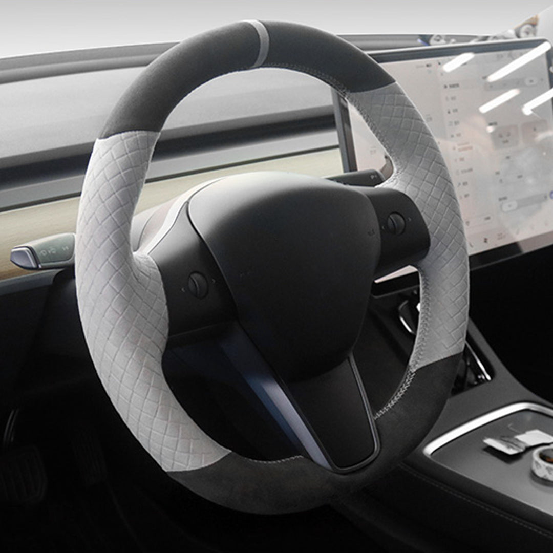 TESLAテスラModel3/Y/X/S アルカンターラ 高級ハンドルカバー  編み込み式 オーダーメイド