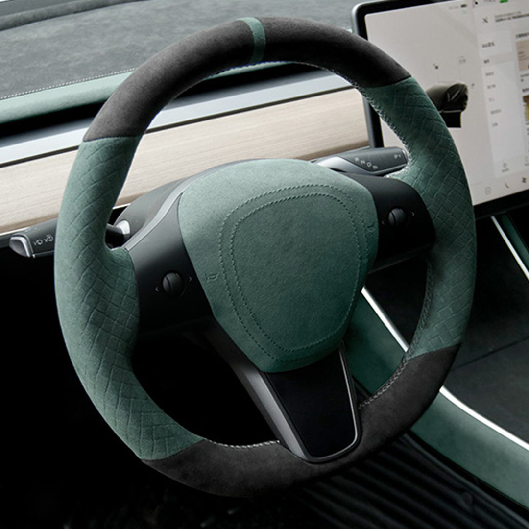 TESLAテスラModel3/Y/X/S アルカンターラ 高級ハンドルカバー  編み込み式 オーダーメイド