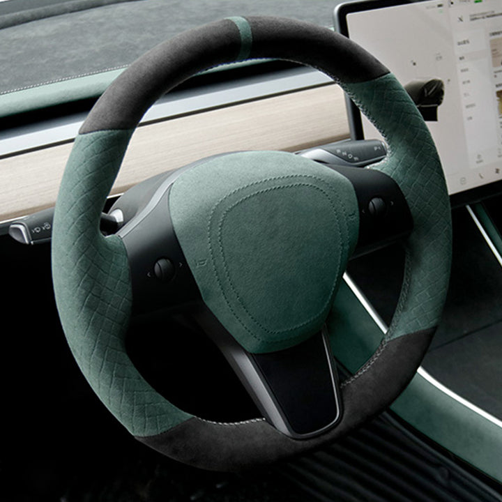 TESLAテスラModel3/Y/X/S アルカンターラ 高級ハンドルカバー  編み込み式 オーダーメイド