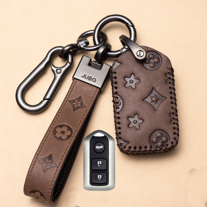 TOYOTA トヨタ車用 スマートキーケース キーカバー 高級 本革 花模様 優雅 オシャレ 軽量 鍵を保護