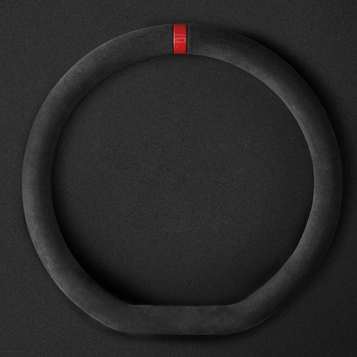純正Alcantara 高級スエード ハンドルカバー レインボーリボン 無臭 手触り おしゃれ 37~39CM