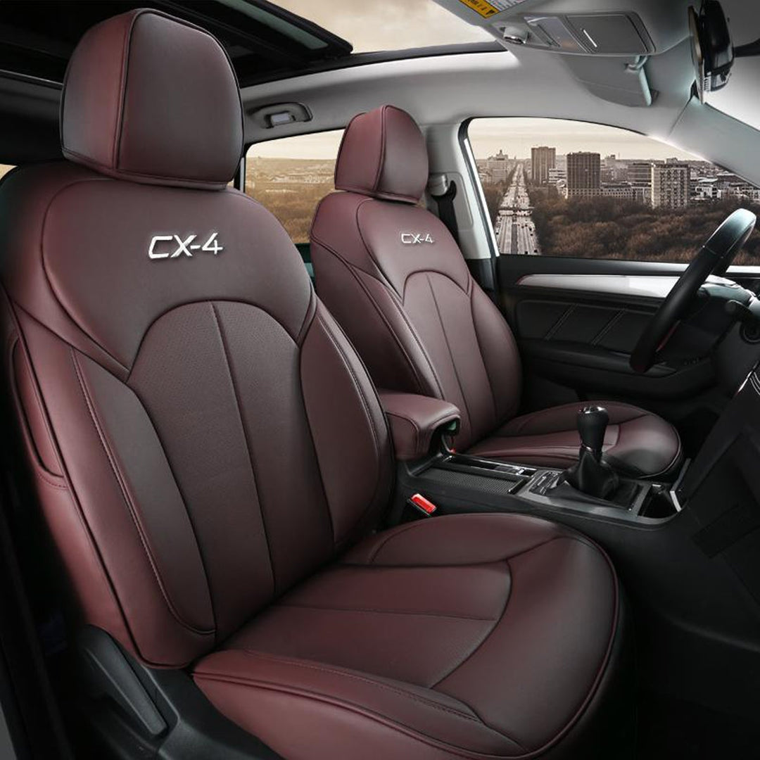 マツダCX-4専用 JUSTFIT保証 防水 高級シートカバー カスタムロゴ 全席セット おすすめ
