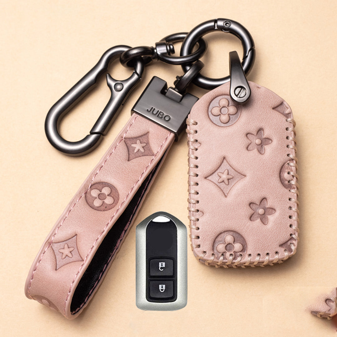 TOYOTA トヨタ車用 スマートキーケース キーカバー 高級 本革 花模様 優雅 オシャレ 軽量 鍵を保護