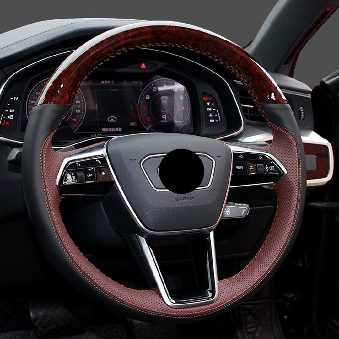 AUDI アウディ 本革 桃ノ木  オーダーメイド ハンドルカバー 編み込み式  握り感抜群 通気性よし