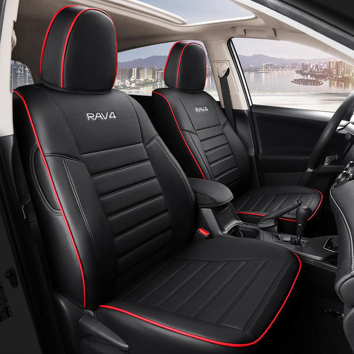 トヨタ RAV4専用 JUSTFIT保証 高級感シートカバー 防水 おしゃれ カスタムロゴ 全席