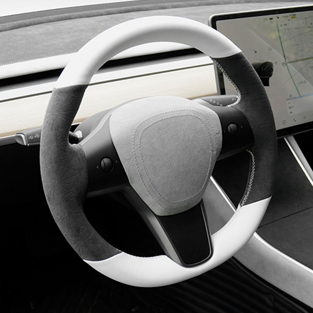 TESLAテスラModel3/Y/X/S アルカンターラ 高級ハンドルカバー  編み込み式 オーダーメイド