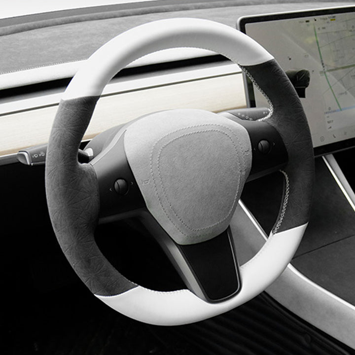 TESLAテスラModel3/Y/X/S アルカンターラ 高級ハンドルカバー  編み込み式 オーダーメイド