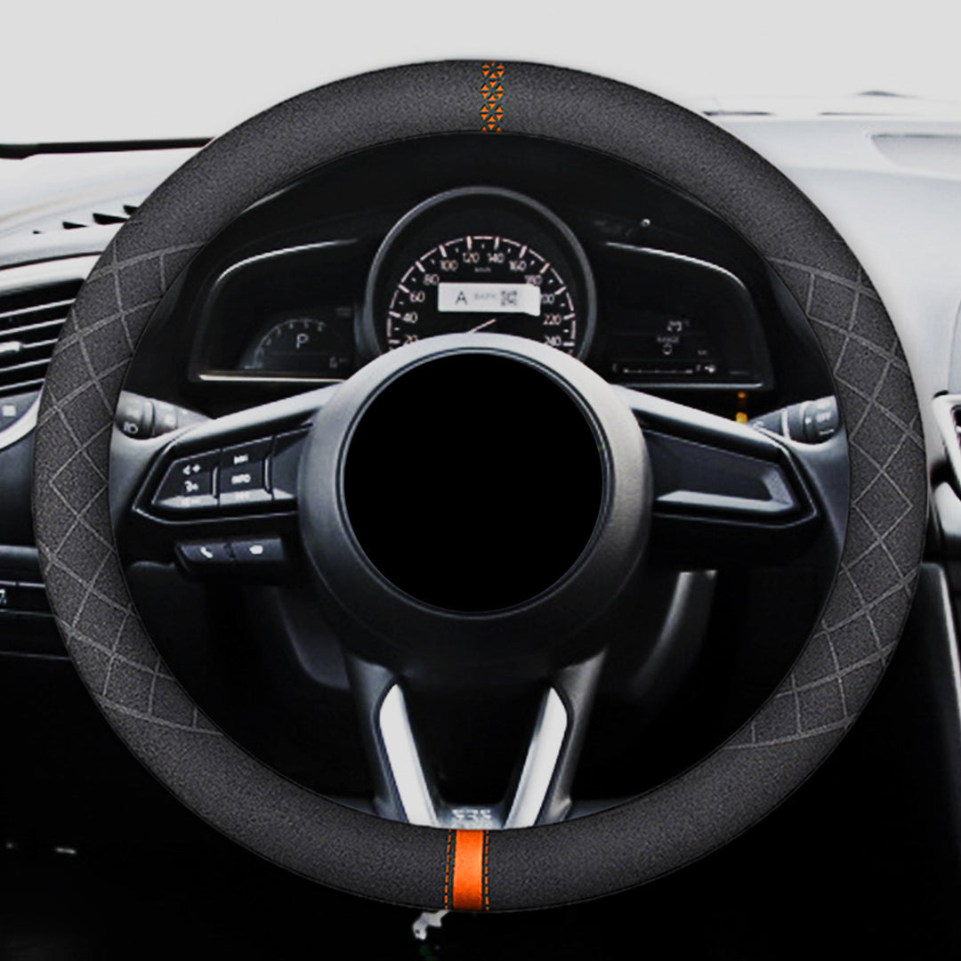ハンドルカバー スエードレザー 高級感 四季汎用 滑り止め O型-D型 軽/普自動車 SUV 37~38CM