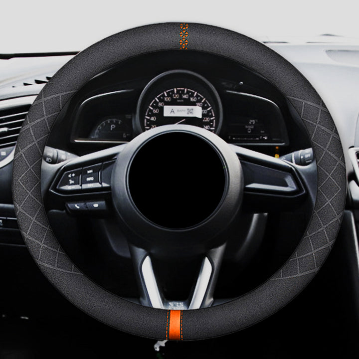 ハンドルカバー スエードレザー 高級感 四季汎用 滑り止め O型-D型 軽/普自動車 SUV 37~38CM