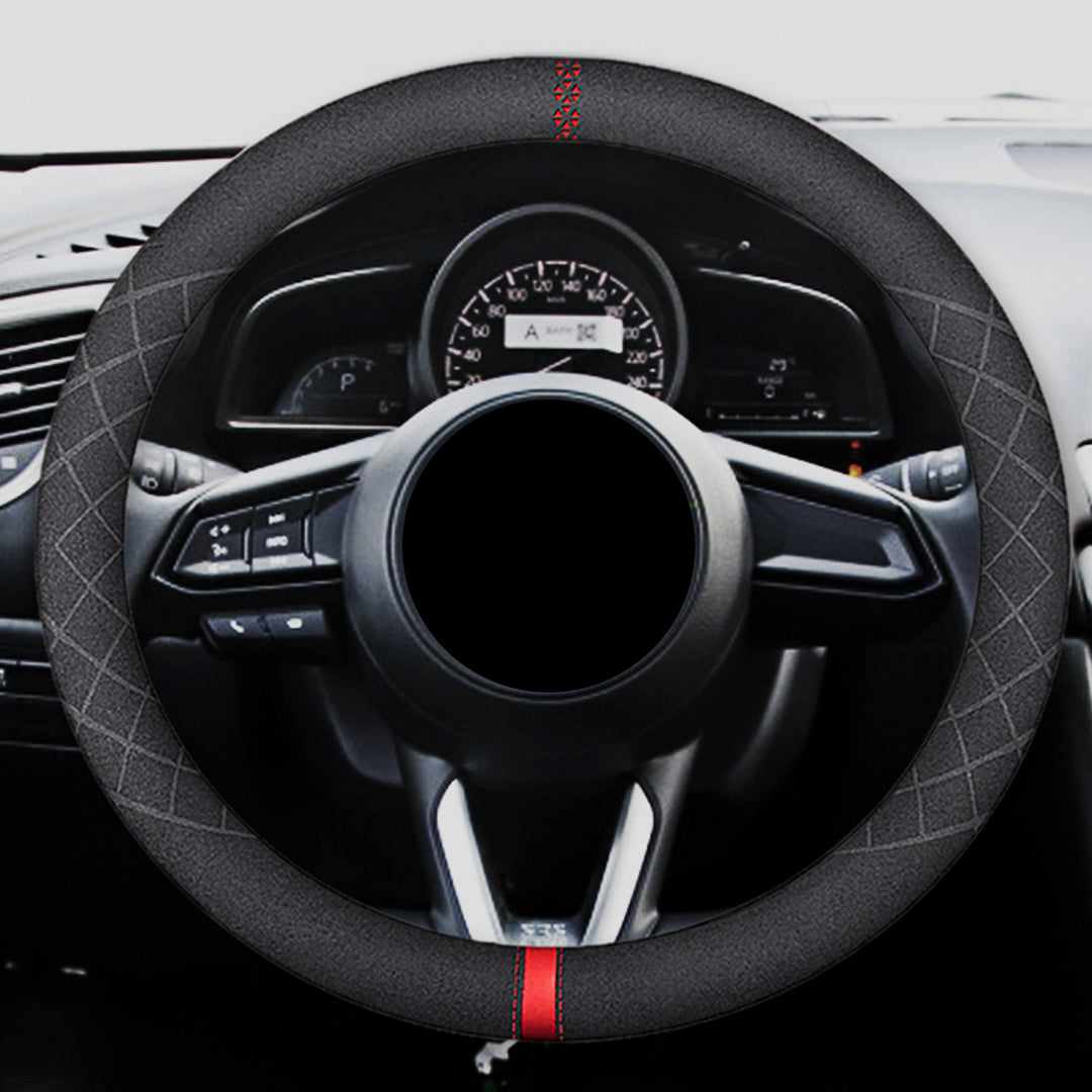 ハンドルカバー スエードレザー 高級感 四季汎用 滑り止め O型-D型 軽/普自動車 SUV 37~38CM