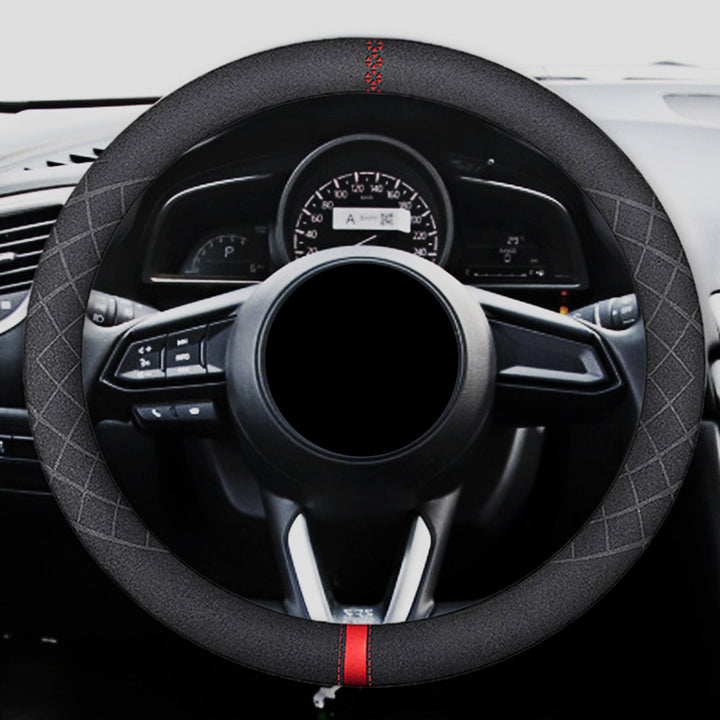 ハンドルカバー スエードレザー 高級感 四季汎用 滑り止め O型-D型 軽/普自動車 SUV 37~38CM