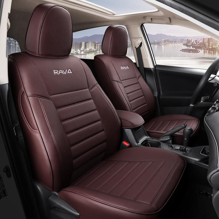 トヨタ RAV4専用 JUSTFIT保証 高級感シートカバー 防水 おしゃれ カスタムロゴ 全席