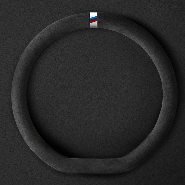 純正Alcantara 高級スエード ハンドルカバー レインボーリボン 無臭 手触り おしゃれ 37~39CM