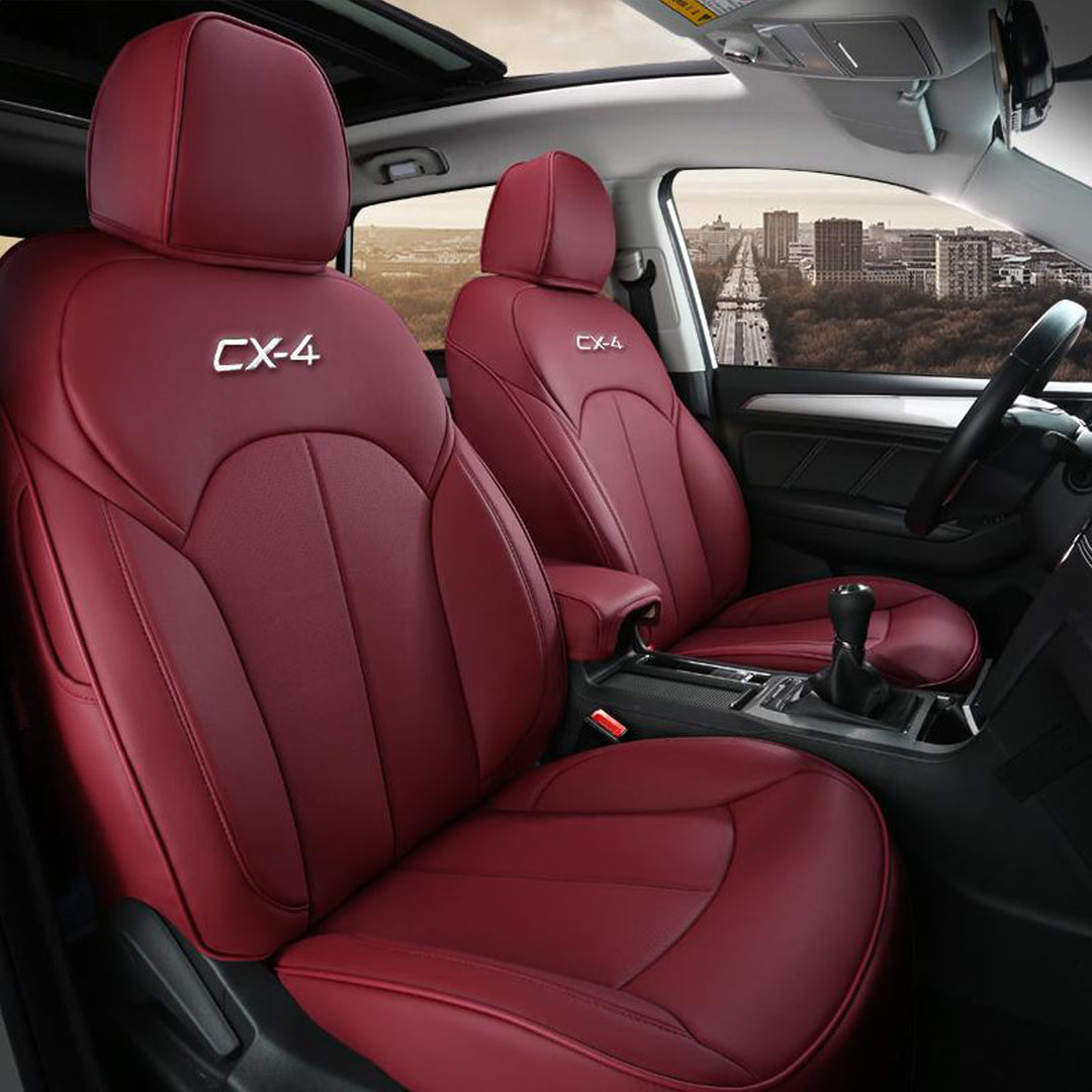 マツダCX-4専用 JUSTFIT保証 防水 高級シートカバー カスタムロゴ 全席セット おすすめ