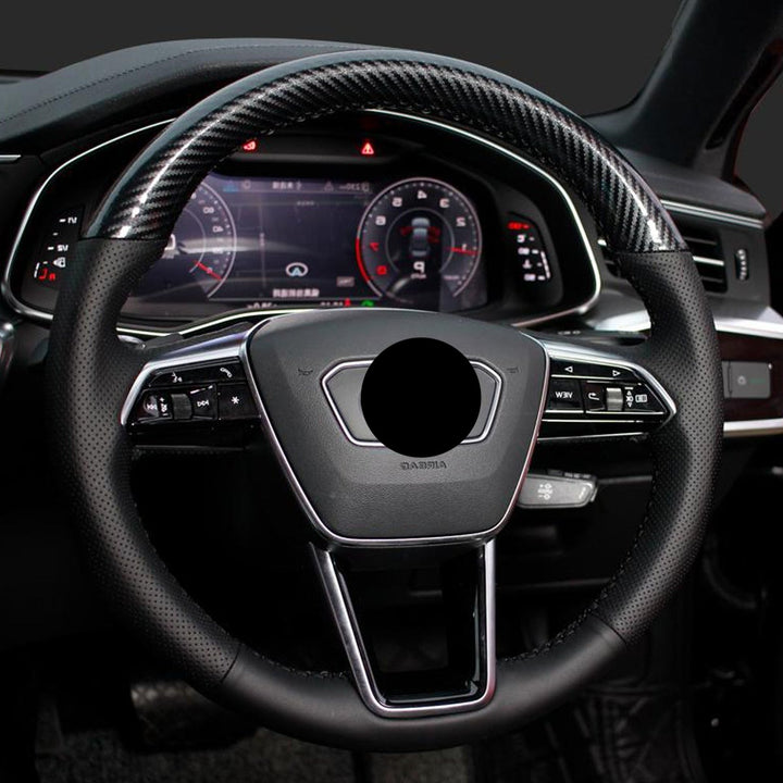 AUDI アウディ 本革 桃ノ木  オーダーメイド ハンドルカバー 編み込み式  握り感抜群 通気性よし