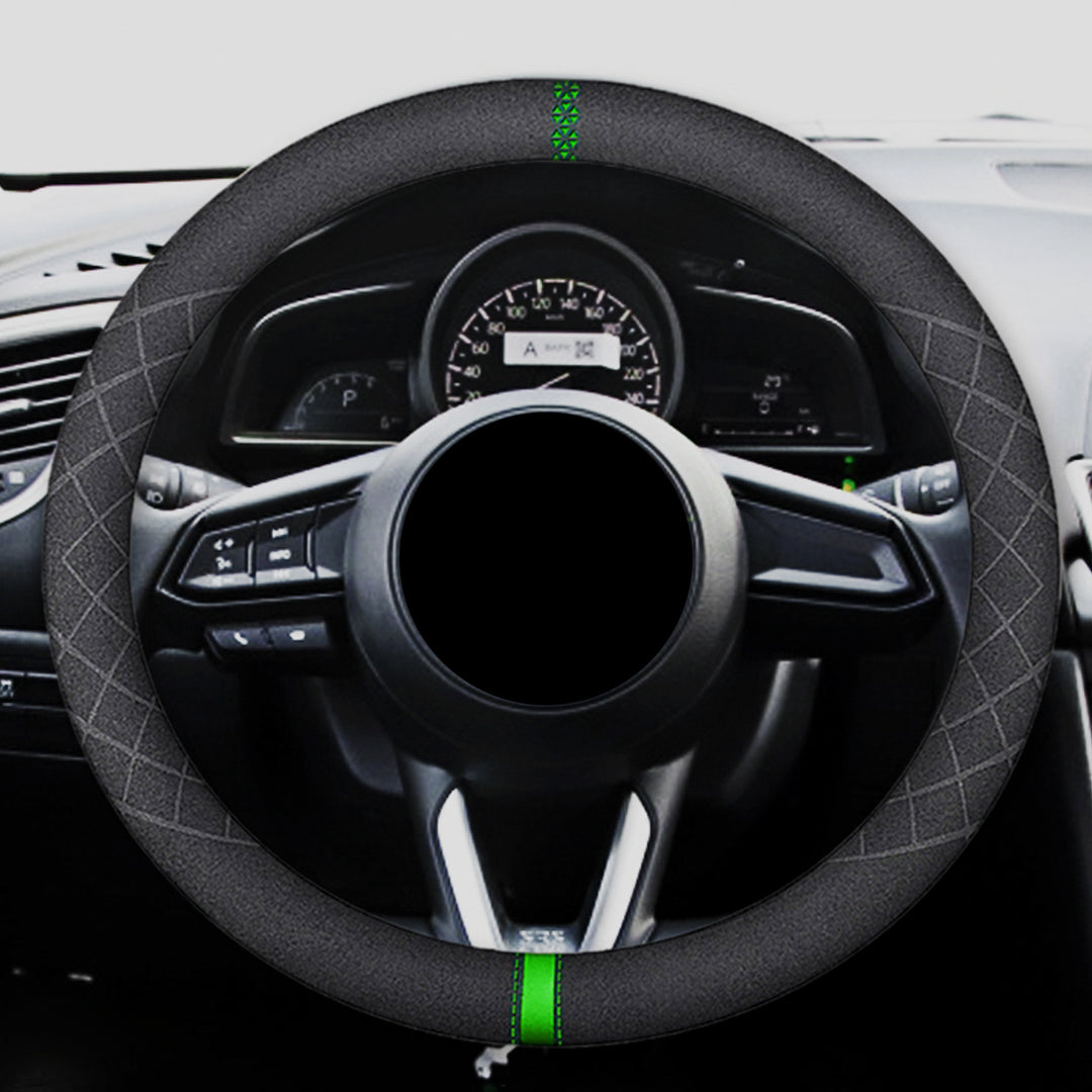 ハンドルカバー スエードレザー 高級感 四季汎用 滑り止め O型-D型 軽/普自動車 SUV 37~38CM