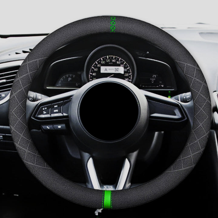 ハンドルカバー スエードレザー 高級感 四季汎用 滑り止め O型-D型 軽/普自動車 SUV 37~38CM
