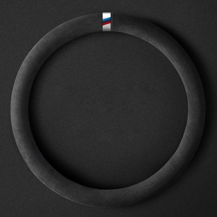 純正Alcantara 高級スエード ハンドルカバー レインボーリボン 無臭 手触り おしゃれ 37~39CM